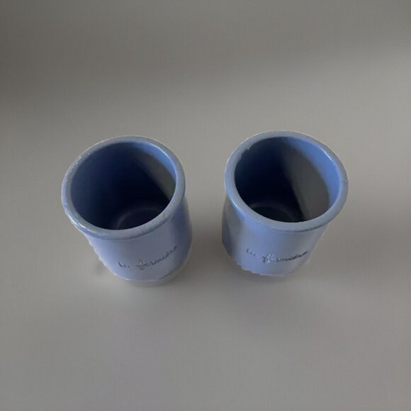 La Fermiere French Periwinkle Terra Cotta Glazed Yogurt Plant Pot Planter Clay - Picture 6 of 12